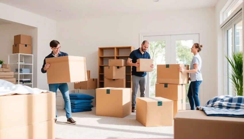 Professional team providing Apex Packing and Unpacking Services Calgary in a well-organized, friendly moving environment with packing supplies.