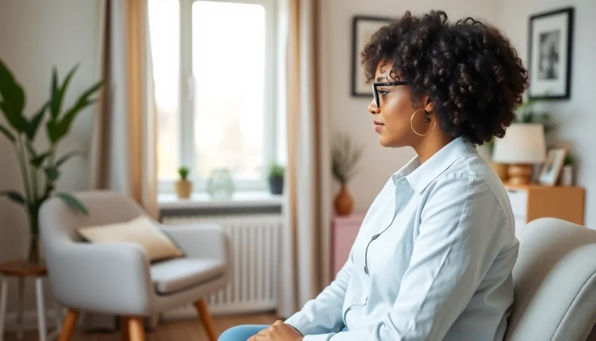 Experienced psycholog Lublin conducts personalized therapy session in a warm, inviting office environment, emphasizing care and professionalism.