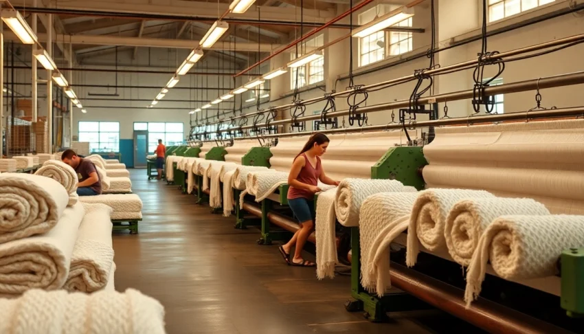 Efficient towel factory in Pakistan producing premium towels with skilled workers and advanced equipment.