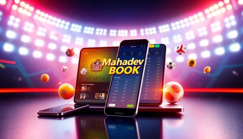 Mahadev Book online betting platform showcasing sports betting and casino features on a smartphone, emphasizing secure, user-friendly interface for Indian bettors.