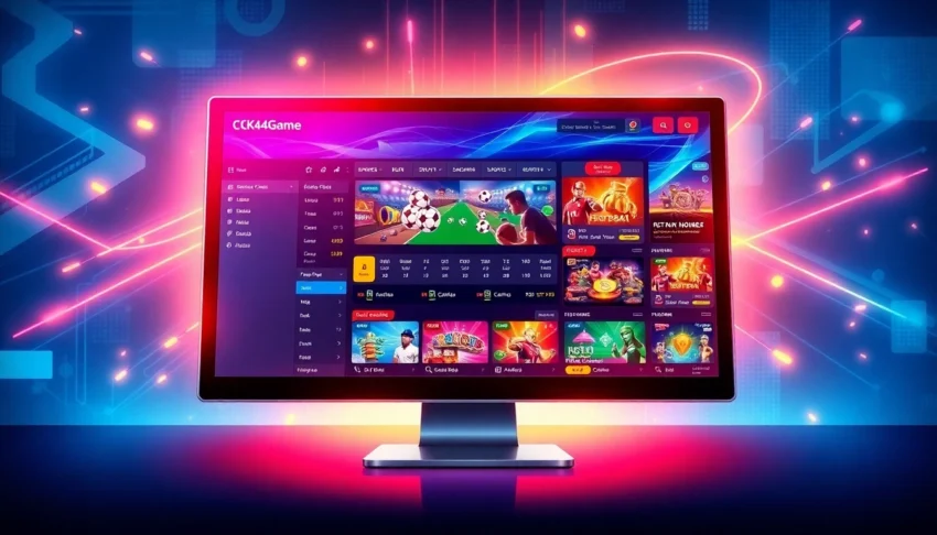 Illustration of a modern online sportsbook and casino platform with vibrant colors and digital interface.