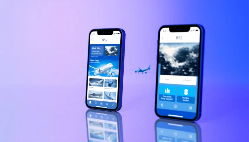 Screenshot of the B52 IOS app interface demonstrating its features and user experience for aviation enthusiasts and gamers.