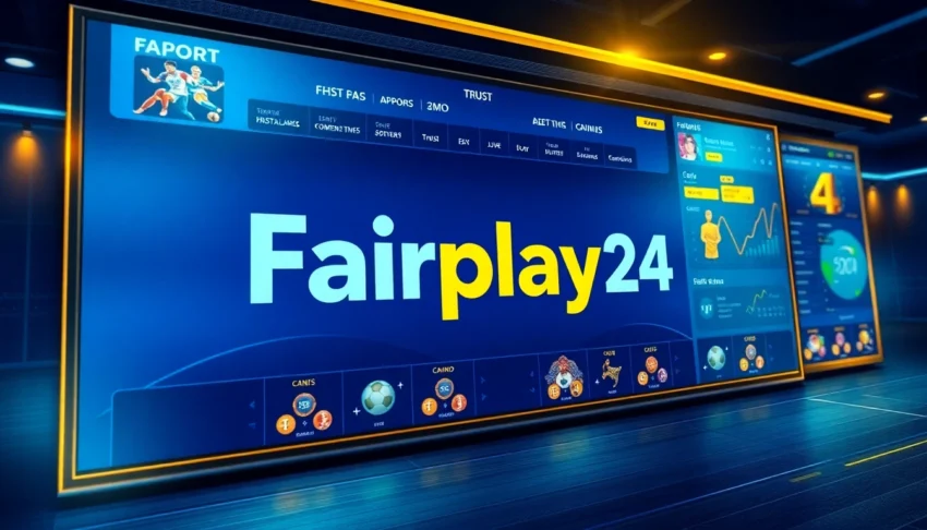 Fairplay24 online betting platform showcasing sports and casino games in a vibrant,