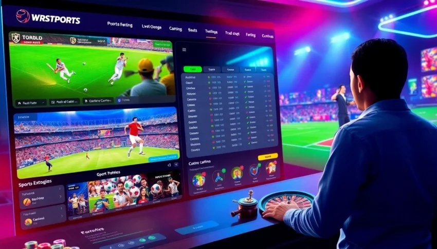 Reddy Anna Book logo displayed on a modern betting interface showing live sports and casino games, emphasizing quick bets and secure transactions for users.
