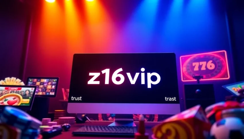 Z16vip online gaming platform emphasizing trust, innovation, and vibrant casino visuals for engaging user experience