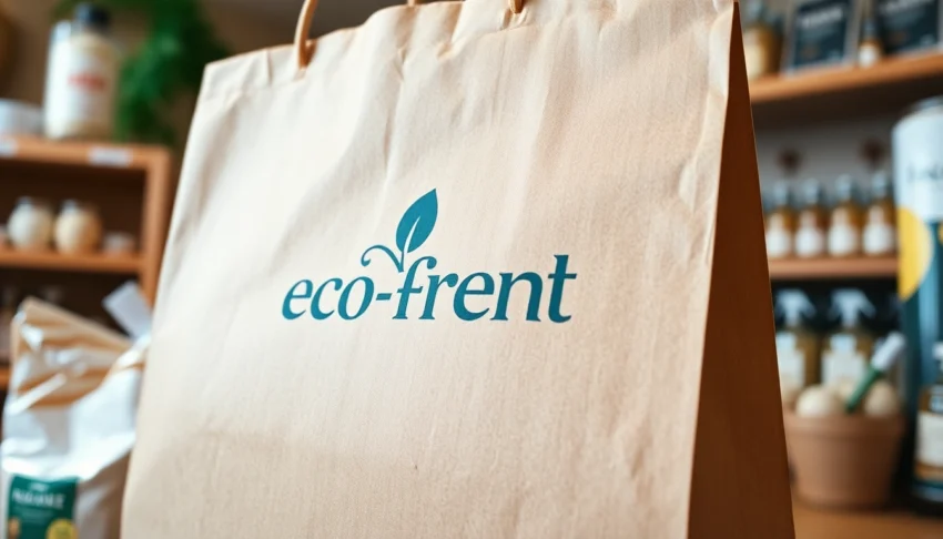 High-quality torba papierowa being filled with fresh produce in a bright eco-friendly market setting