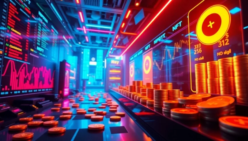 Daily NFT Sales News highlights recent trending digital art sales with vibrant marketplaces visuals