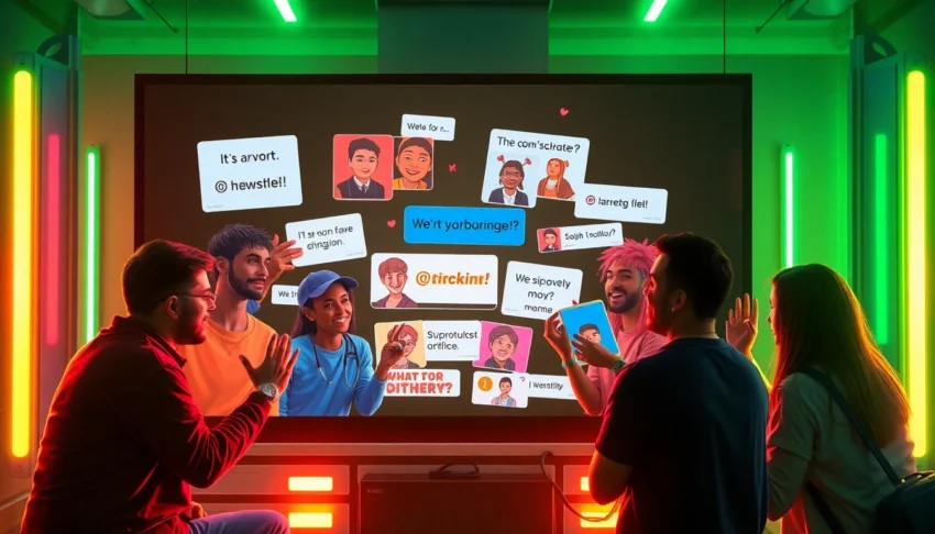 Active crypto community meme creators collaborating on a vibrant digital platform to boost