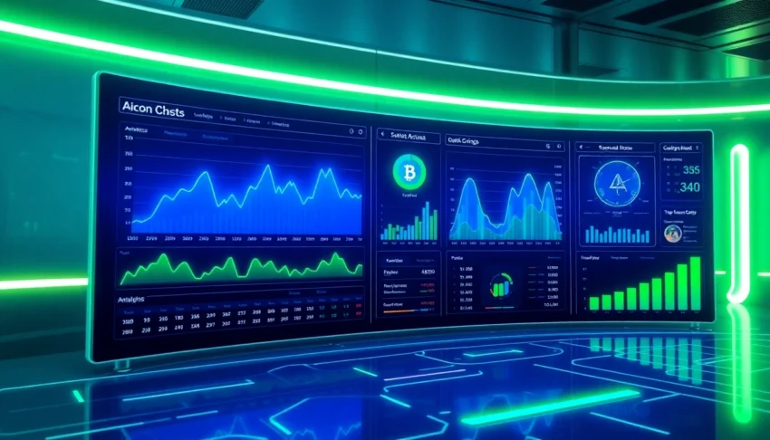 Aicoin digital dashboard displaying market analysis and real-time data for cryptocurrency traders