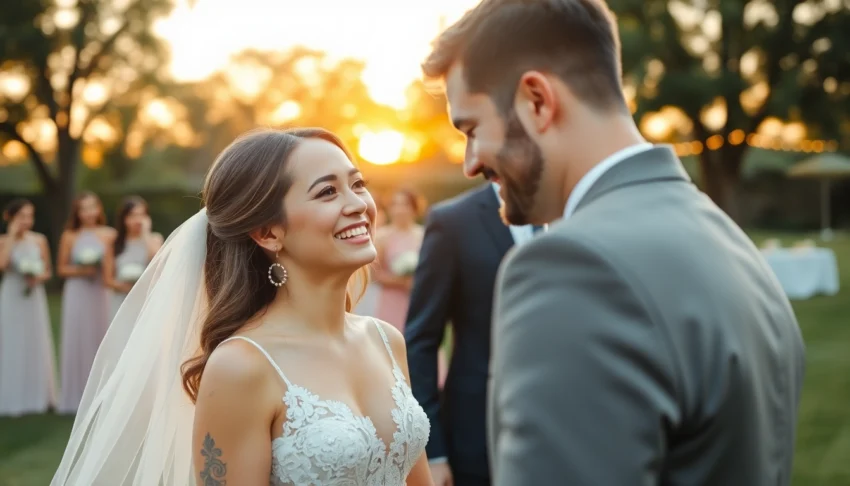Professional eskuvoi fotos capturing natural moments during a wedding ceremony in a scenic