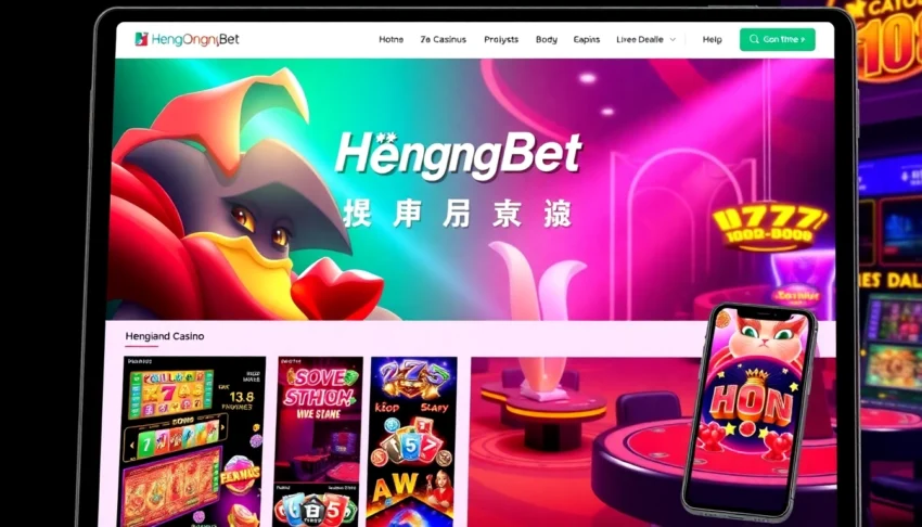 Hengongbet online casino platform with sleek interface and mobile gaming in a vibrant, engaging