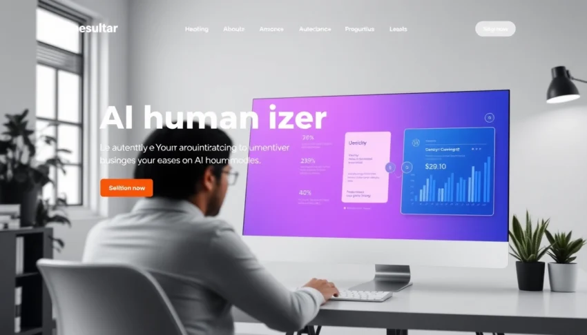 Humanizer tool transforming AI text into natural writing in a professional digital workspace