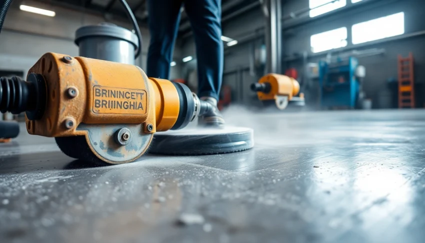 Experienced concrete grinding Birmingham specialist smoothing a commercial floor with advanced