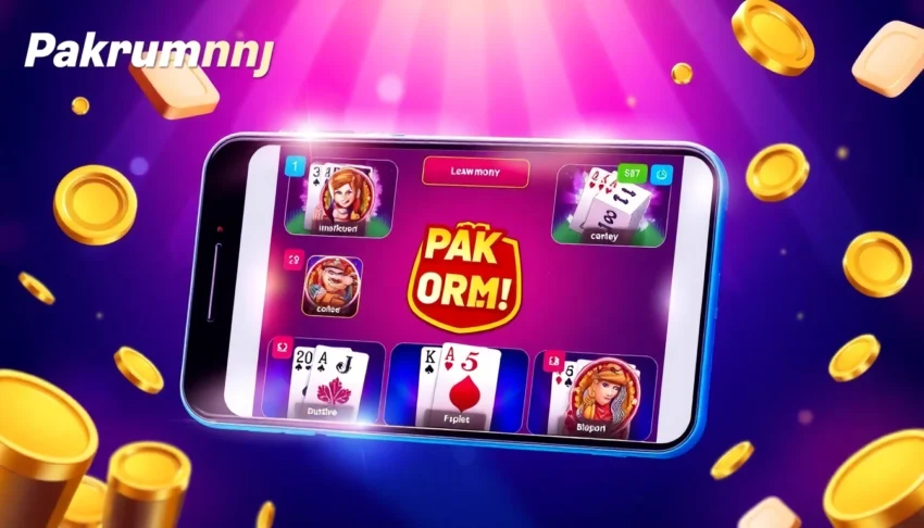 Pakrummy online gaming app showing card games with real cash rewards and user interaction,